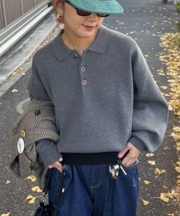 CIAOPANIC TYPY(チャオパニックティピー) 裾リブ配色ニットポロ