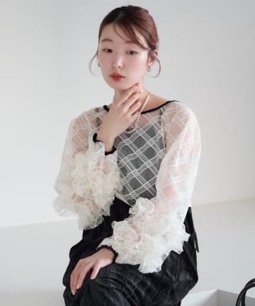 Kastane(カスタネ) 【10.25(土)12:00発売/結婚式/オケージョン/2サイズ展開】シアーチェック×ベロアワンピースSET