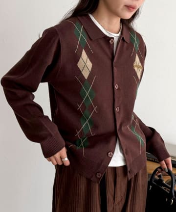 FREDY & GLOSTER(フレディ アンド グロスター) 【GEVACO/ゲバコ】アーガイルニットカーディガン