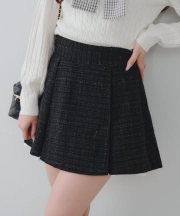 Remind me and forever(リマインドミーアンドフォーエバー) 【セットアップ対応】ツイード裾チラリミニスカート