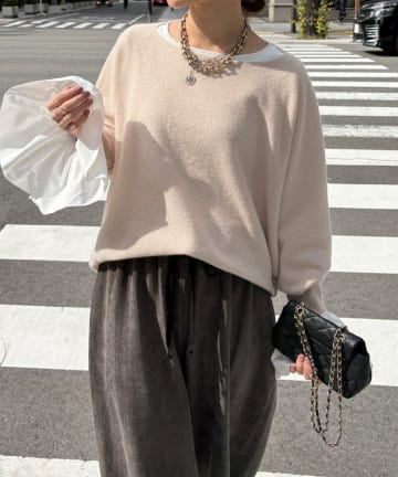 DOUDOU(ドゥドゥ) メリノウール100%ボートネック