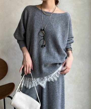 DOUDOU(ドゥドゥ) メリノウール100%ボートネック