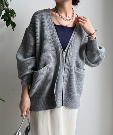 DOUDOU(ドゥドゥ) ジップニットカーディガン