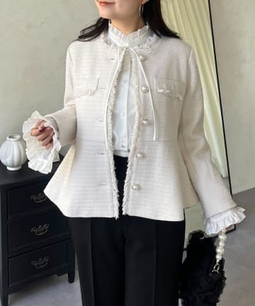 パールボタンツイードペプラムジレ | prose verse(プロズヴェール