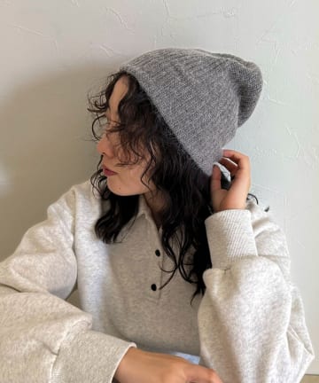 アンゴラ混リブニットキャップ