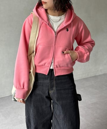 CPCM(シーピーシーエム) 【U.S. POLO ASSN.】裏起毛短丈パーカー