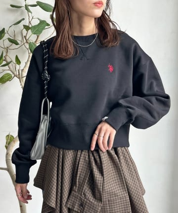 CPCM(シーピーシーエム) 【U.S. POLO ASSN.】クロップド裏起毛プルオーバー