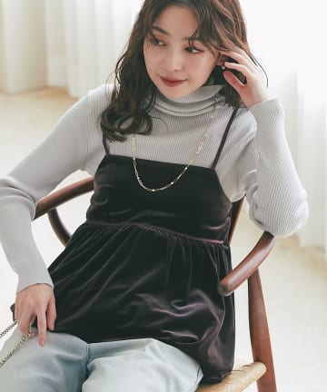 La boutique BonBon(ラブティックボンボン) 【クラスアップコーデのポイントに】ベロアキャミブラウス