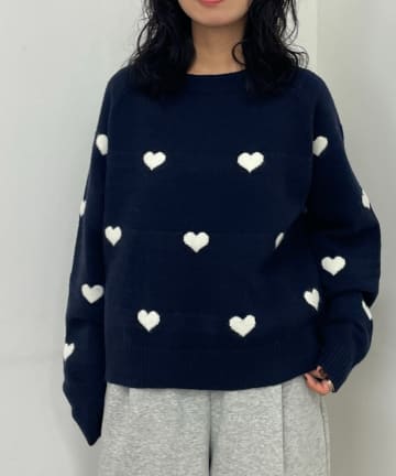 -goocy-(グーシー) ハートジャガードニット