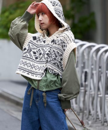 CIAOPANIC TYPY(チャオパニックティピー) 【etsinta/エシンタ】ジャガードリメイクショートフードベスト