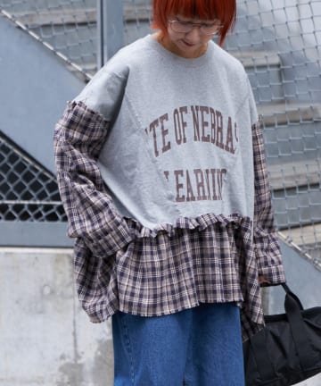 CIAOPANIC TYPY(チャオパニックティピー) 【etsinta/エシンタ】リメイクチェックフリルtee