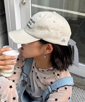 CIAOPANIC TYPY(チャオパニックティピー) ★【HELLO.SANFRANCISCO/ハローサンフランシスコ】メッセージロゴ刺繍リボンキャップ