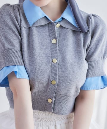 NICE CLAUP / OLIVE des OLIVE OUTLET(ナイスクラップ  / オリーブ デ オリーブ アウトレット) 【one after another】【リバイバル】今期トレンド/重ね襟半袖ニッ