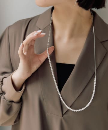 《金属アレルギー対応/ステンレス》ロングパールネックレス
