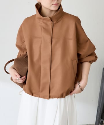 COLLAGE GALLARDAGALANTE(コラージュ ガリャルダガランテ) 【高見え】レザータッチ刺繍入りスタンドブルゾン