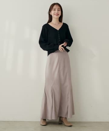 natural couture(ナチュラルクチュール) 【WEB限定】ハートウエスト起毛マーメイドスカート