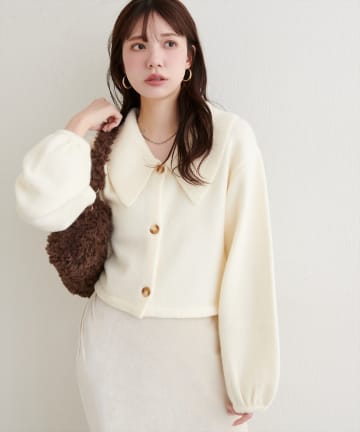 natural couture(ナチュラルクチュール) 【WEB限定】BIGカラーショート丈ニット