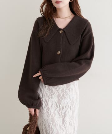 natural couture(ナチュラルクチュール) 【WEB限定】BIGカラーショート丈ニット