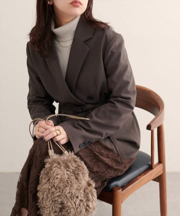 NICE CLAUP / OLIVE des OLIVE OUTLET(ナイスクラップ  / オリーブ デ オリーブ アウトレット) 【natural couture】ベルト付きロングテーラージャケット