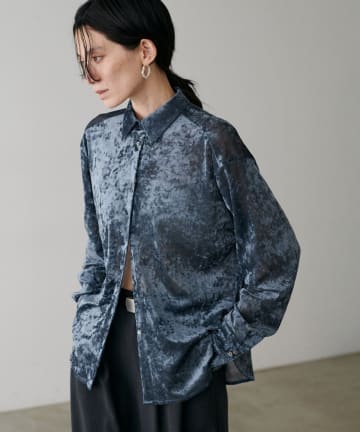 NICE CLAUP / OLIVE des OLIVE OUTLET(ナイスクラップ  / オリーブ デ オリーブ アウトレット) 【LARUTA】シアーメッシュベロアシャツ
