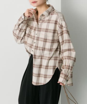 PUAL CE CIN(ピュアルセシン) ダブルポケット起毛チェックシャツ