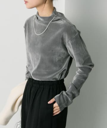 PUAL CE CIN(ピュアルセシン) 【新色追加/リバイバル】ナイロンチュールベロアハイネックトップス