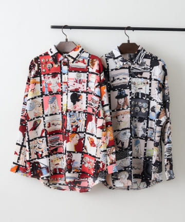 Remind me and forever(リマインドミーアンドフォーエバー) 【WEB限定】【NAO】アート柄ブラウス