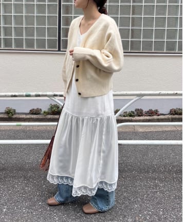 SHENERY(シーナリー) 裾レース切替サテンキャミワンピース