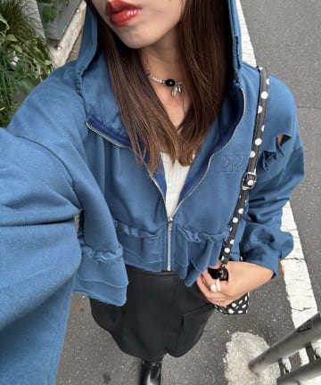 OUTLET(アウトレット) 【Ciaopanic】CPロゴフリルティアードダメージパーカー