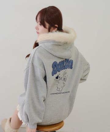 NICE CLAUP / OLIVE des OLIVE OUTLET(ナイスクラップ  / オリーブ デ オリーブ アウトレット) 【RMAF】推し活うさぎ裏起毛パーカー