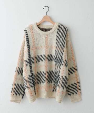 DISCOAT(ディスコート) チェックガラオーバーニット