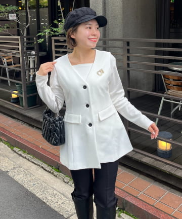 prose verse(プロズヴェール) 【MOMO】フレアペプラムVネックジレ