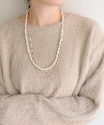 パール＆チェン3セットネックレス