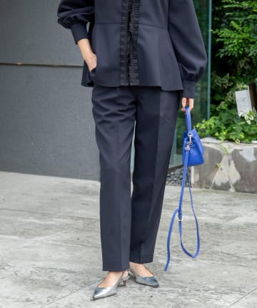 《セットアップ対応》ウォッシャブルタックテーパードパンツ