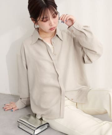 NICE CLAUP / OLIVE des OLIVE OUTLET(ナイスクラップ  / オリーブ デ オリーブ アウトレット) 【natural couture】ピーチスキンオーバーサイズシャツ