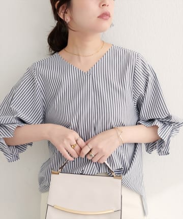 NICE CLAUP / OLIVE des OLIVE OUTLET(ナイスクラップ  / オリーブ デ オリーブ アウトレット) 【natural couture】麻レーヨンタック袖ブラウス