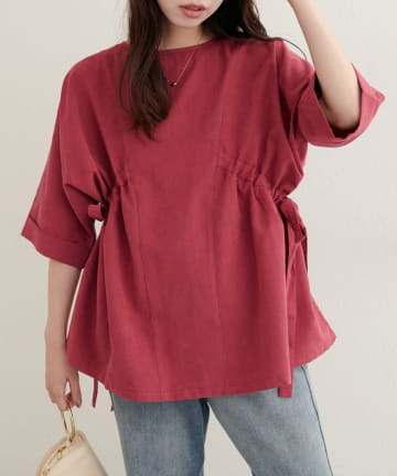 NICE CLAUP / OLIVE des OLIVE OUTLET(ナイスクラップ  / オリーブ デ オリーブ アウトレット) 【natural couture】サイドドロスト7部袖ブラウス