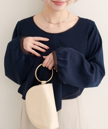 NICE CLAUP / OLIVE des OLIVE OUTLET(ナイスクラップ  / オリーブ デ オリーブ アウトレット) 【natural couture】アシメパイピングボウタイブラウス