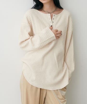 NICE CLAUP / OLIVE des OLIVE OUTLET(ナイスクラップ  / オリーブ デ オリーブ アウトレット) 【LARUTA】長袖ワッフルカットソーTee