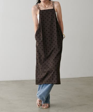 NICE CLAUP / OLIVE des OLIVE OUTLET(ナイスクラップ  / オリーブ デ オリーブ アウトレット) 【LARUTA】ツイルフロッキードットキャミワンピース