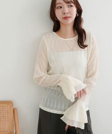 DISCOAT(ディスコート) ジャガードフレアカフスプルオーバー