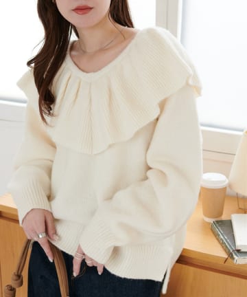 DISCOAT(ディスコート) 【大人フェミニン/こなれ感UP】フリルプルオーバー