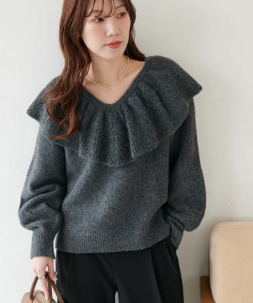 DISCOAT(ディスコート) 【大人フェミニン/こなれ感UP】フリルプルオーバー