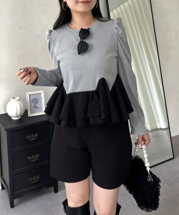 prose verse(プロズヴェール) 裾フリル起毛リブカットトップス