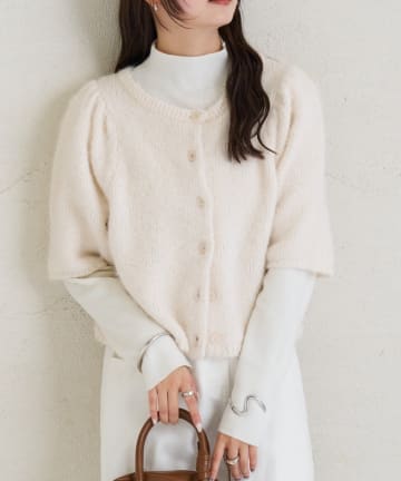 mystic(ミスティック) ふわふわ半袖ニットカーディガン