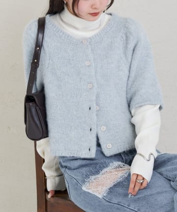 mystic(ミスティック) 《予約10%OFFおすすめアイテム》ふわふわ半袖ニットカーディガン