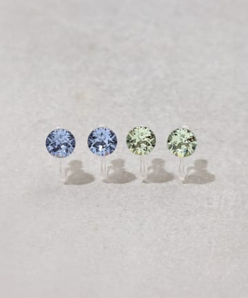 カラーガラス樹脂イヤリング4個セット