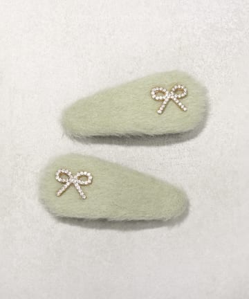 3COINS(スリーコインズ) キラキラリボンパッチンピン2個セット