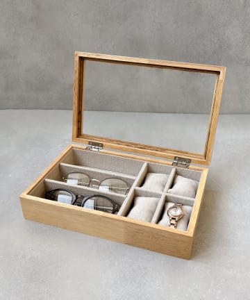 3COINS(スリーコインズ) ウッド時計＆メガネケース