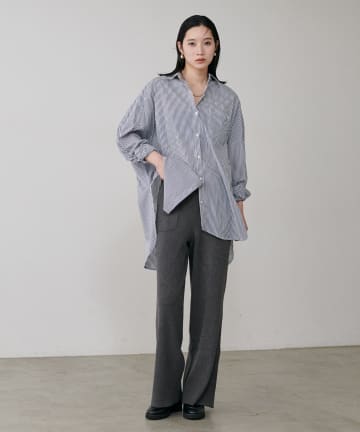 ウール混リブニットパンツ